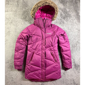 Columbia Womens S Heavenly Long Hooded Down Puffer Jacket Magenta Pink Omni Heat